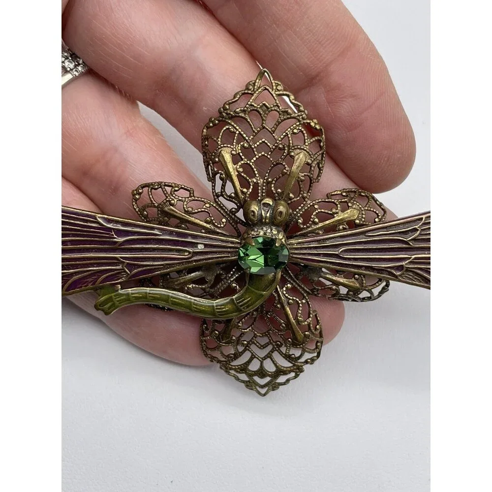 Vintage Sadie Green Signed Dragonfly Brooch Pin